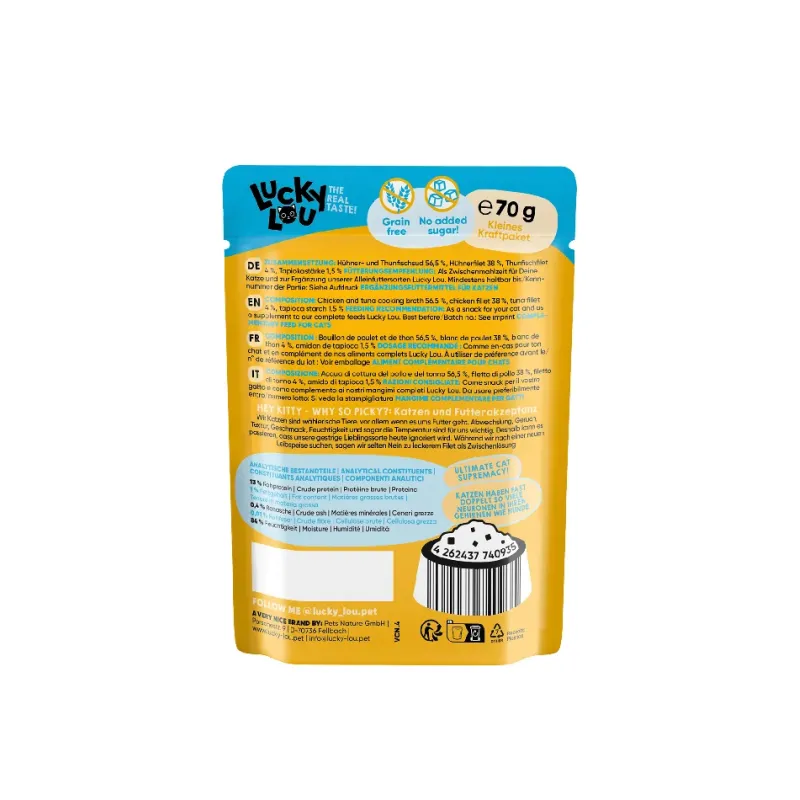 Lucky Lou ExtraFood Φιλέτο Κοτόπουλου & Τόνου (Σε Ζωμό) Φακελάκι 70gr Lucky Lou ExtraFood Φιλέτο Κοτόπουλου & Τόνου (Σε Ζωμό) Φακελάκι 70gr
