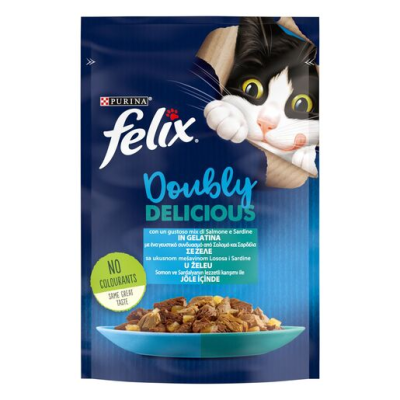 Felix Doubly Delicious Σαρδέλες & Σολομός σε Ζελέ 85g