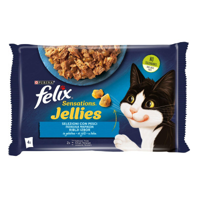 Felix Sensations Jellies Πολυσυσκευασία με Σολομό και Πέστροφα 4x85g