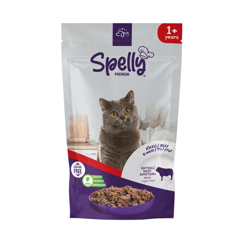 Spelly Premium Jelly Grain Free 85gr για Ενήλικη Γάτα με Μοσχάρι σε Φακελάκι Spelly Premium Jelly Grain Free 85gr για Ενήλικη Γάτα με Μοσχάρι σε Φακελάκι
